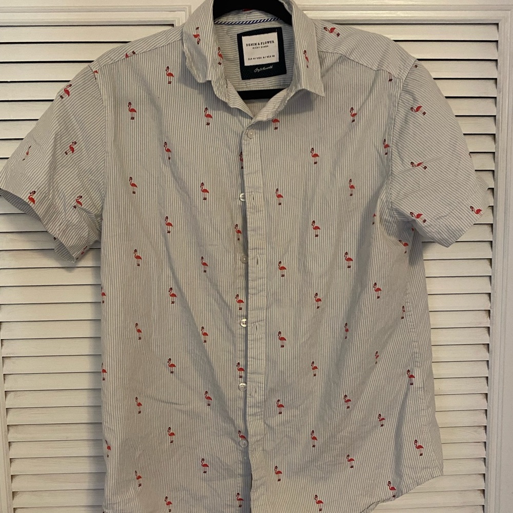 Flamingo Christmas button up